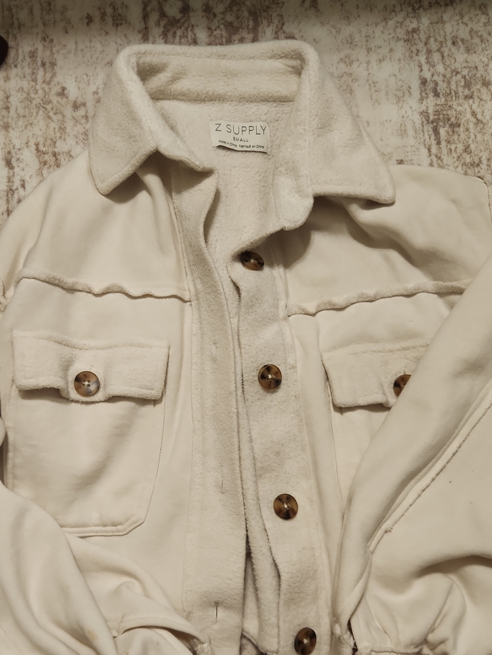 Z Supply Cream Teddy Button-Front Jacket